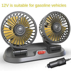 360° Adjustable Dual Head Car Cooling Fan | USB & Cigarette Lighter Compatible for Cars, Trucks & RVs