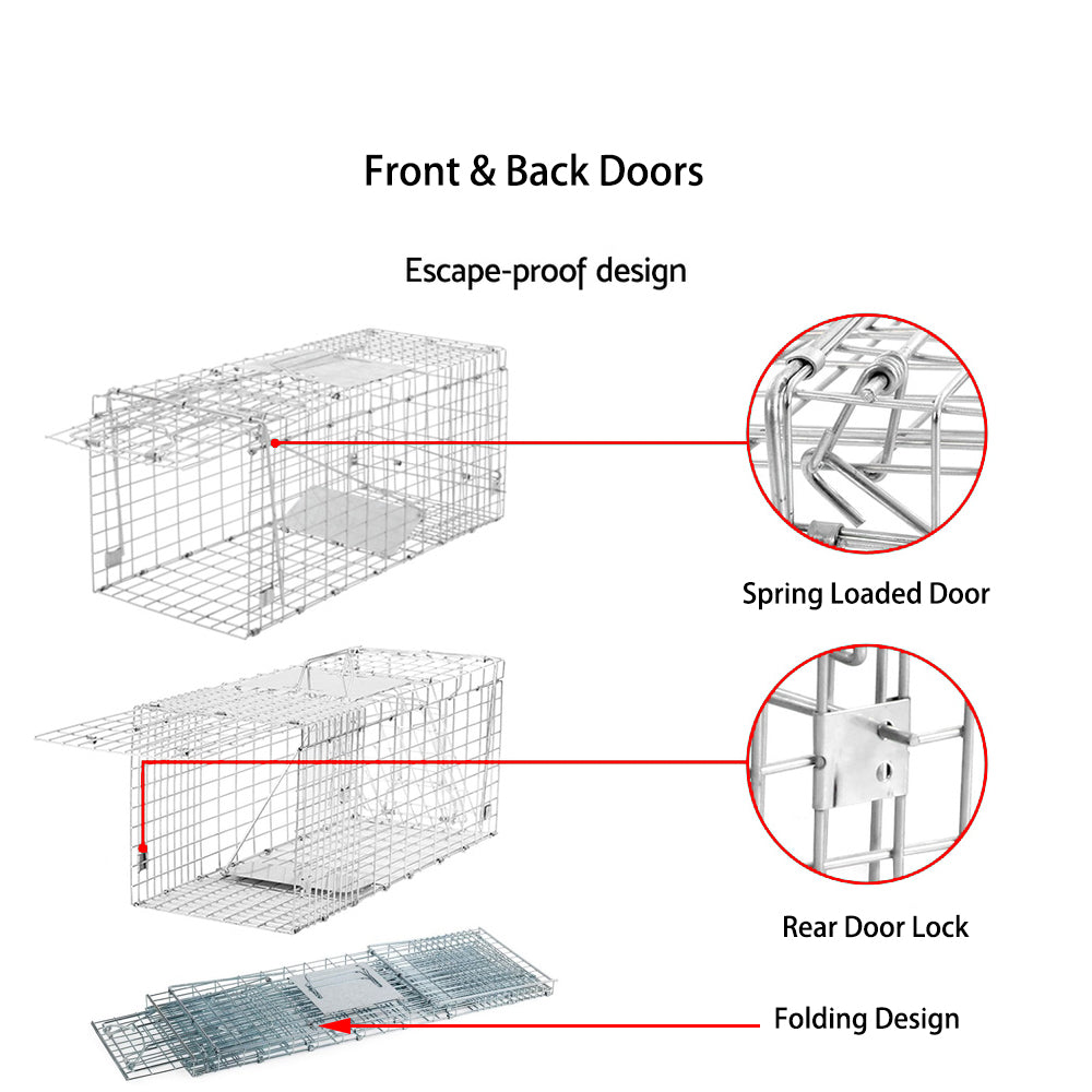 Humane Live Animal Trap | Durable, Collapsible Design for Safe Capture of Stray Cats, Rabbits & Raccoons