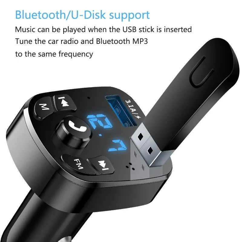 Car MP3 Player with Dual USB Fast Charger | Bluetooth 5.0, FM Transmitter & Hands-Free Calling for Enhanced Driving Experience