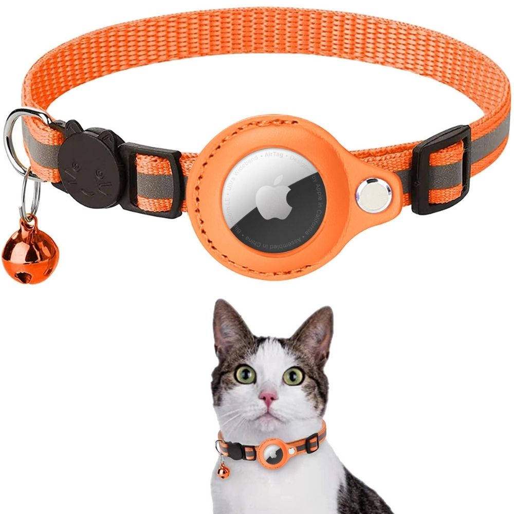 Cat Collar with Safety Buckle | GPS Tracker Holder, Reflective Design & Quick-Release for Nighttime Safety