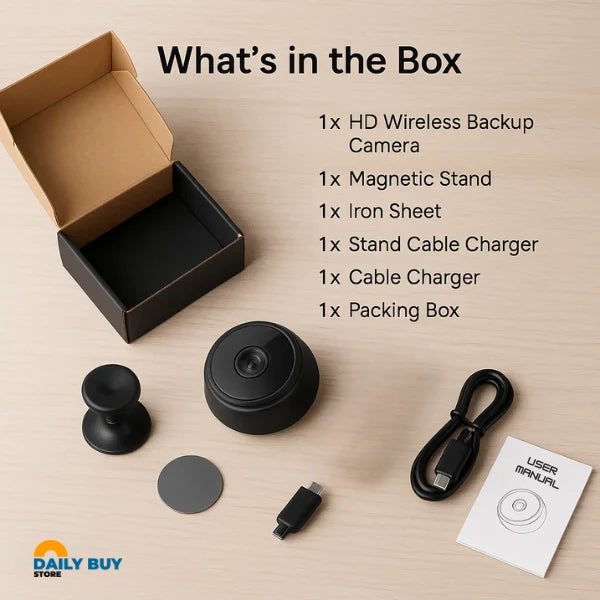 Wireless Waterproof Reverse Camera | 360° Rotatable Mount, Motion Detection & Ideal for Motorhomes, Trucks, and Trailers