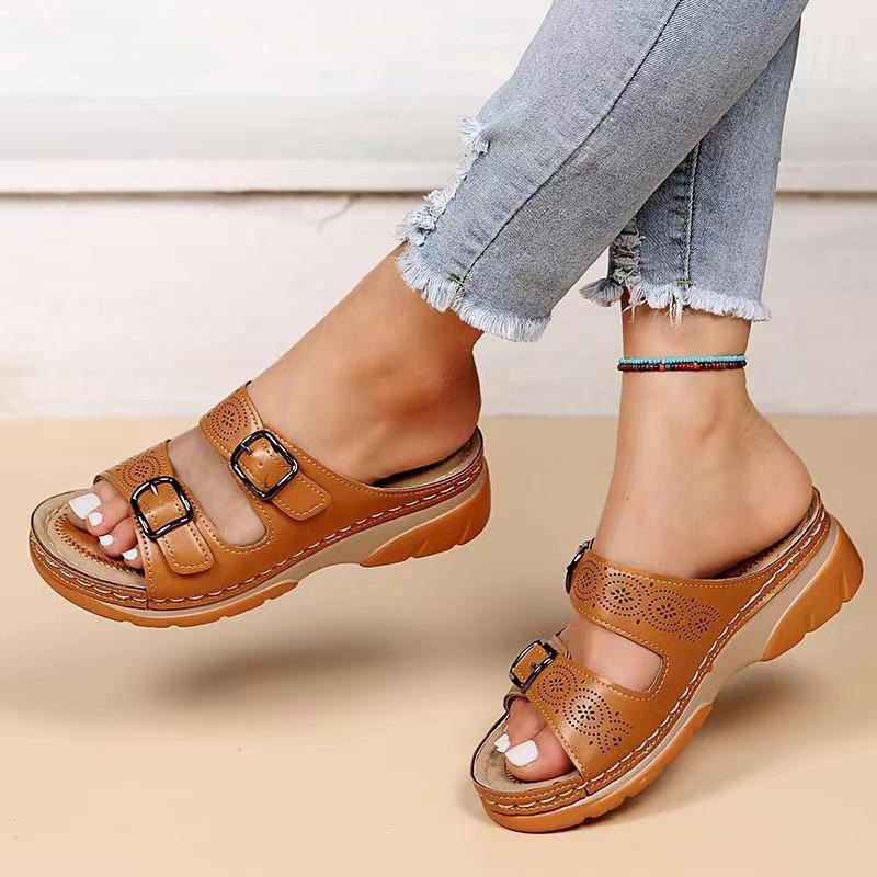 Orthopedic Leather Sandals | Lightweight, Shock-Absorbing & Supportive for Plantar Fasciitis Relief
