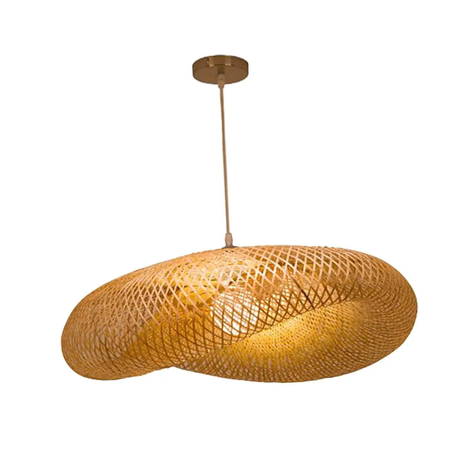 Handwoven Bamboo Pendant Light Fixture - Eco-Friendly Lighting for Living Room & Dining Areas