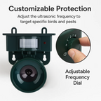Motion Sensor Bird Deterrent | Eco-Friendly Pigeon Repeller with Sound Scarer for Gardens & Outdoor Spaces