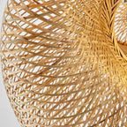 Handwoven Bamboo Pendant Light Fixture - Eco-Friendly Lighting for Living Room & Dining Areas