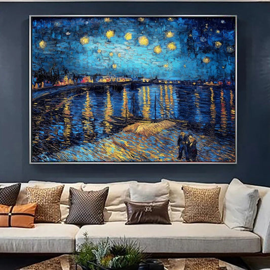 Vincent van Gogh Starry Night over the Rhone Canvas Wall Art Print for Home Decor & Art Lovers