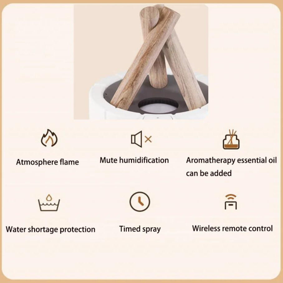 LED Flame Humidifier Table Lamp - 2-in-1 Mist Maker & Ambient Light for Home, Office, and Bedroom Use