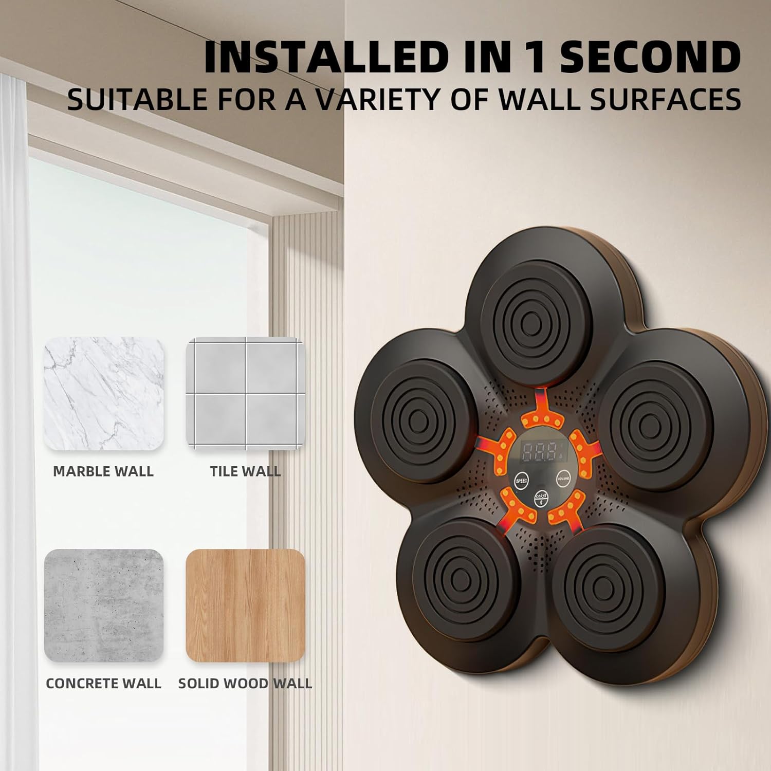 Smart Wall-Mounted Boxing Machine | Interactive, Bluetooth Music & Rhythm Modes for Home Fitness Training