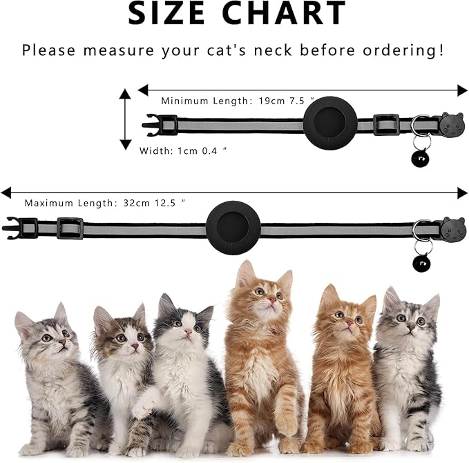 Adjustable GPS Cat Collar | Reflective, Quick-Release Safety Buckle & Ideal for Indoor/Outdoor Use