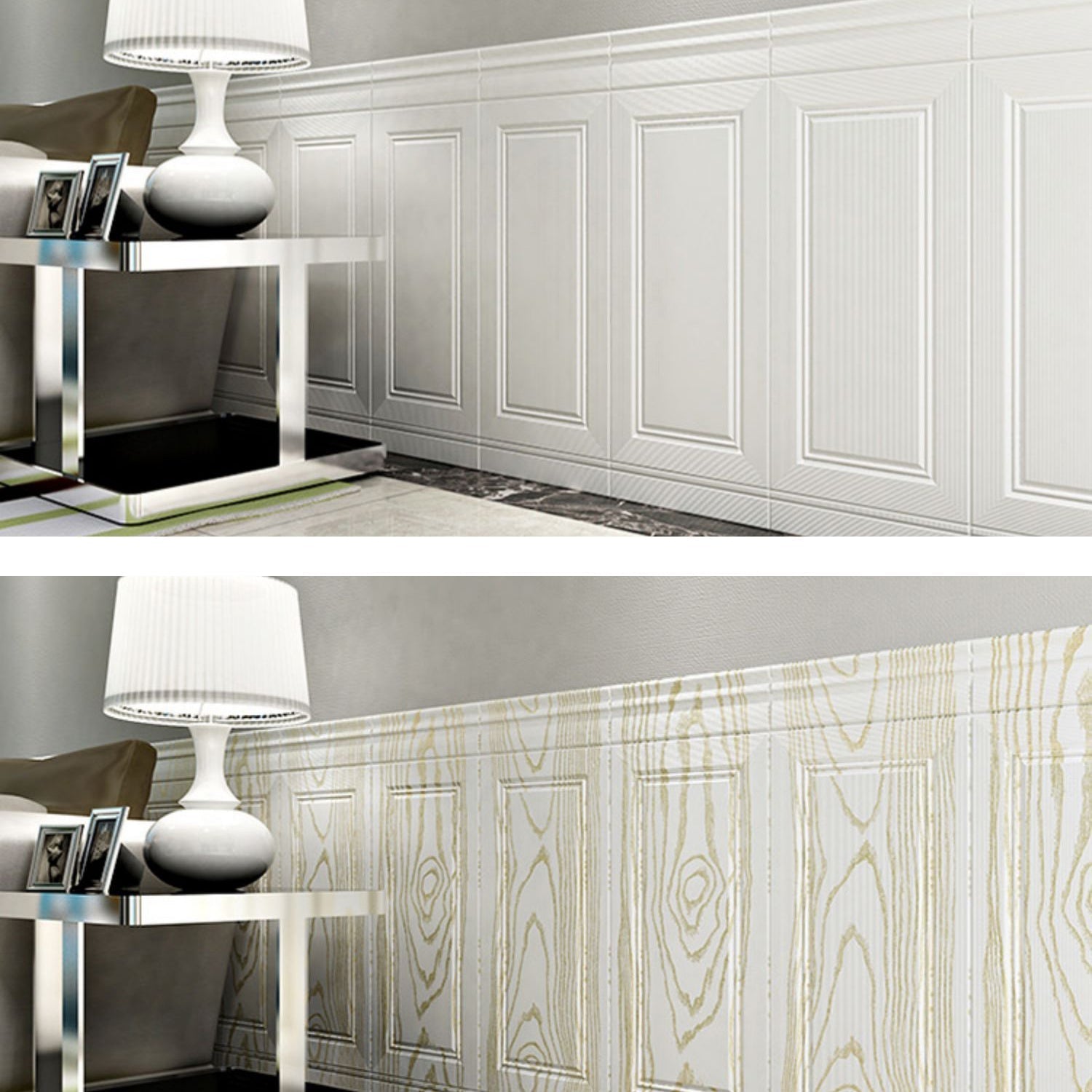 Waterproof Solid Color Peel and Stick Wainscoting Wallboard for Indoor Use - Easy Installation & Durable Finish