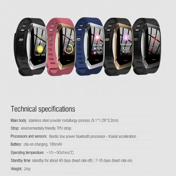 Blood Pressure Smart Watch and Heart Rate Monitor Pedometer Waterproof Tracker Smartwatch