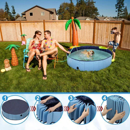 Folding Dog Pool | Durable, Claw-Resistant & Space-Saving for Garden, Patio or Travel Use