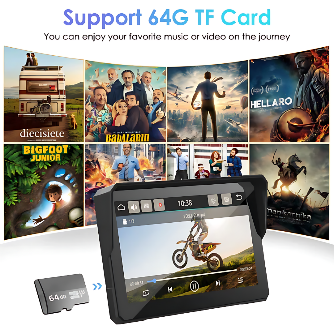 Motorcycle CarPlay Touchscreen Device | Wireless, Waterproof 7-Inch HD Screen for Navigation & Multimedia Access