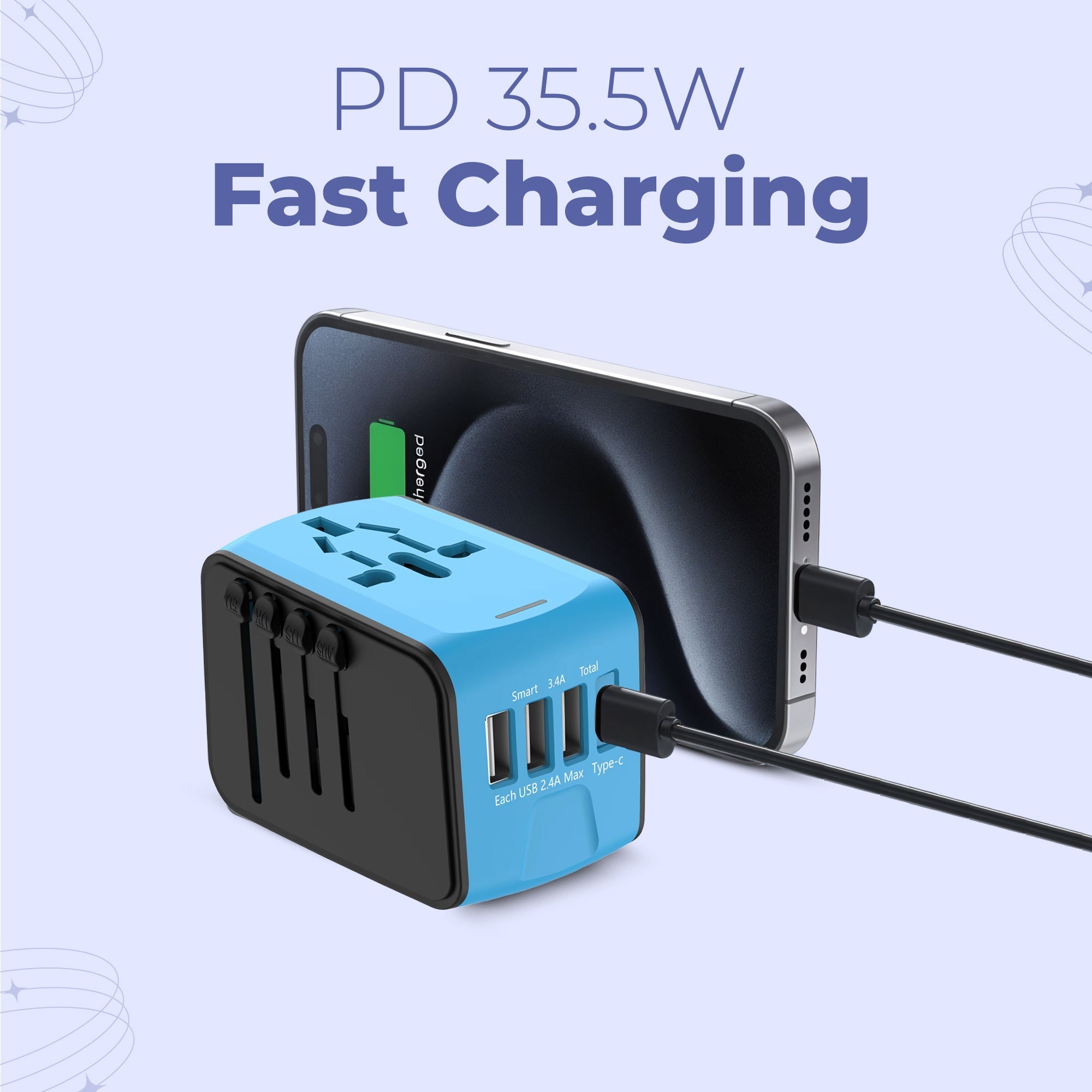 Universal Travel Power Adapter | Compact, Multi-Plug Design with 4 USB Ports for Global Charging Needs