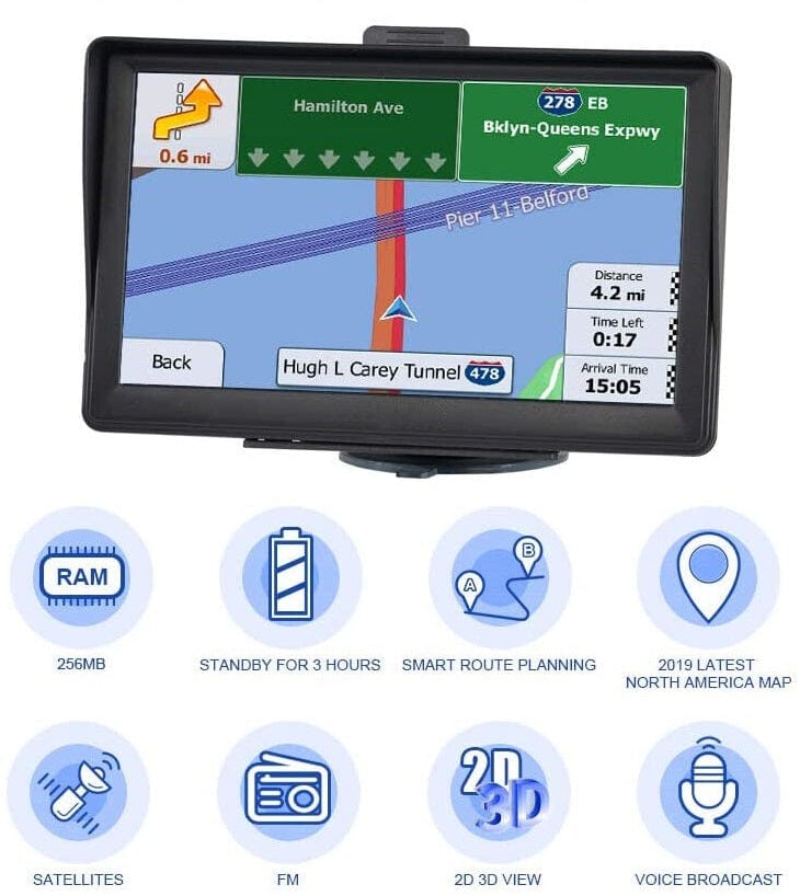 7" GPS Navigation System | Real-Time Traffic Updates, Pre-Loaded UK & EU Maps for Cars & Trucks
