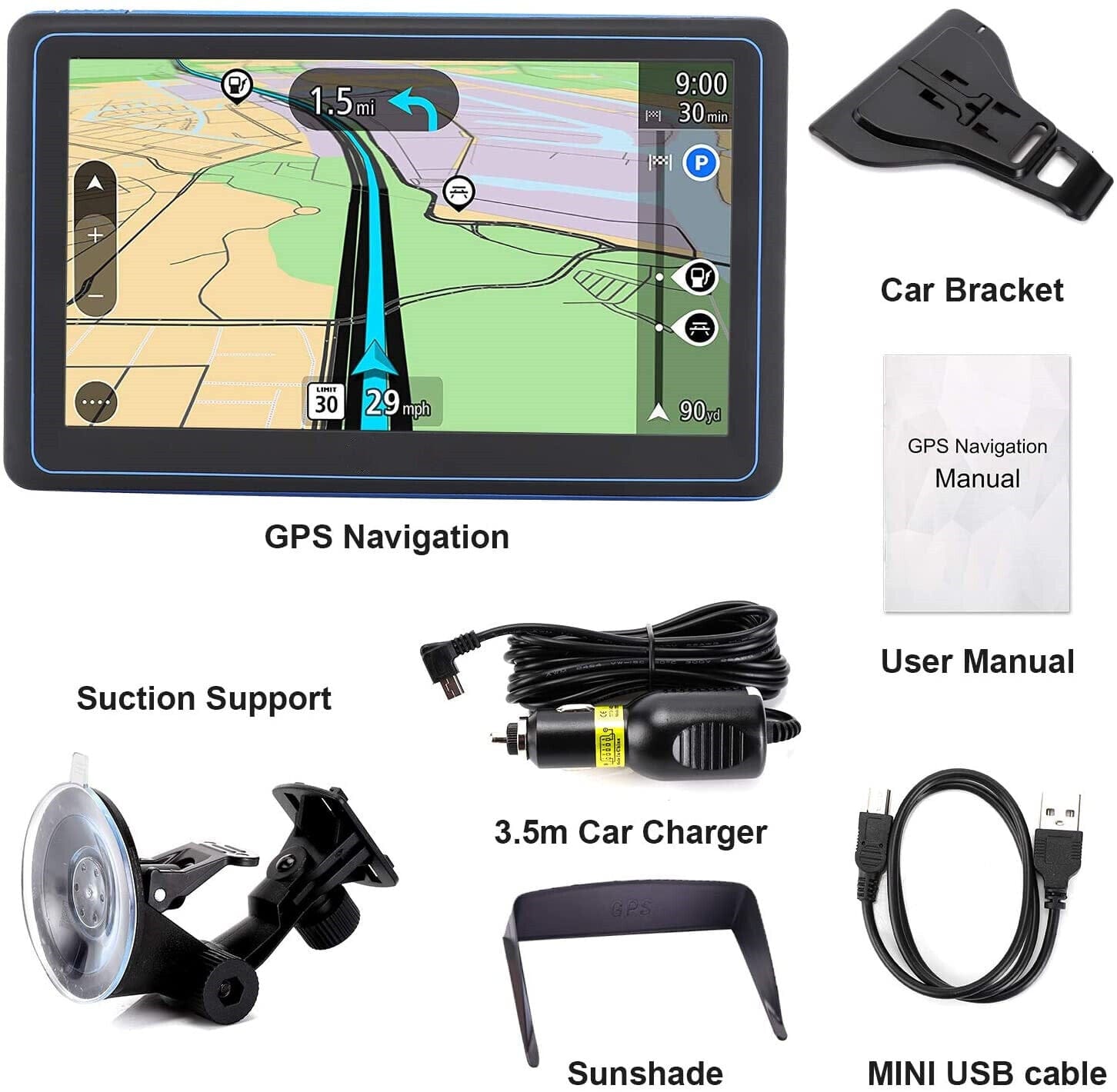 7" GPS Navigation System | Real-Time Traffic Updates, Pre-Loaded UK & EU Maps for Cars & Trucks