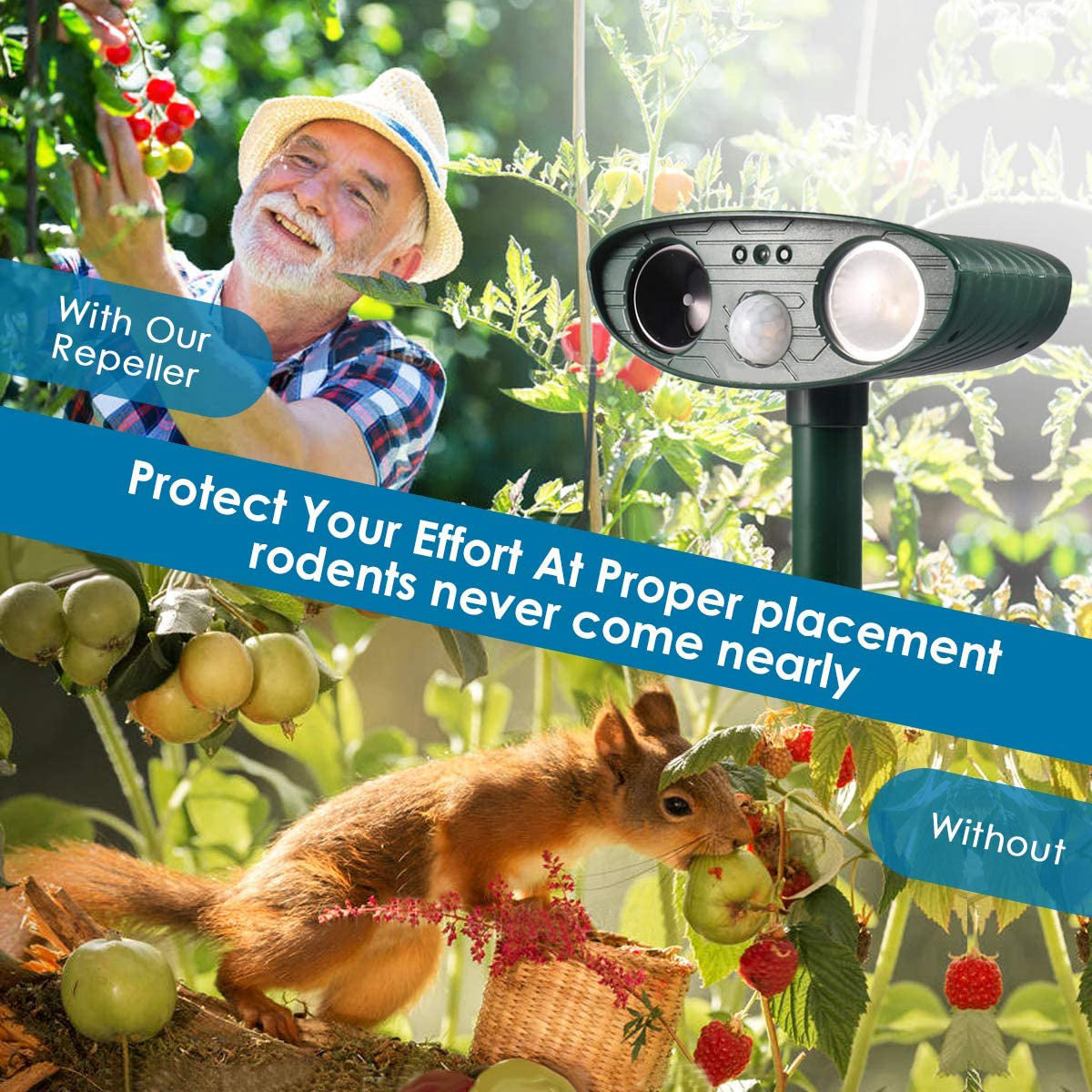 Ultrasonic Solar Cat Repeller | Waterproof, Infrared Motion Sensor & Effective for Outdoor Spaces up to 2425 sq ft