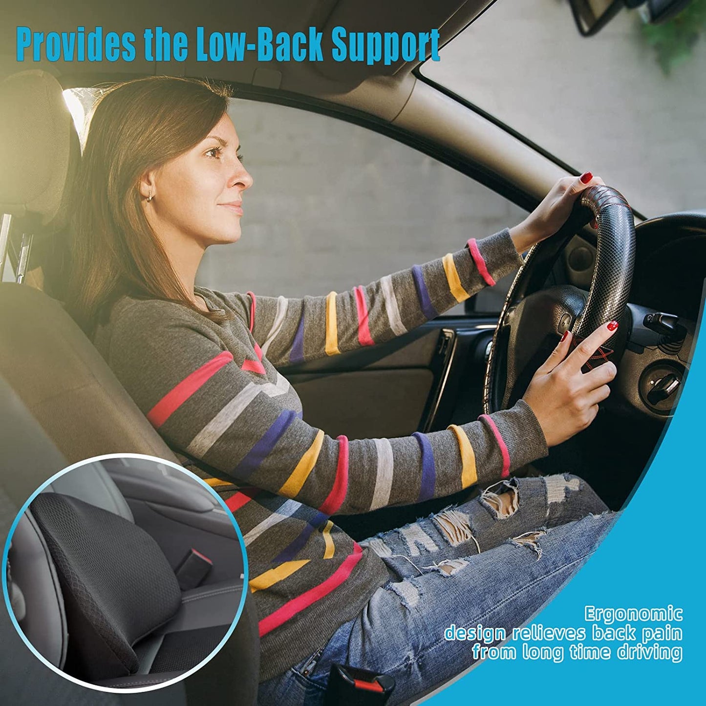 Memory Foam Car Seat Cushion | Ergonomic Height Boost for Better Posture & Back Pain Relief in Cars