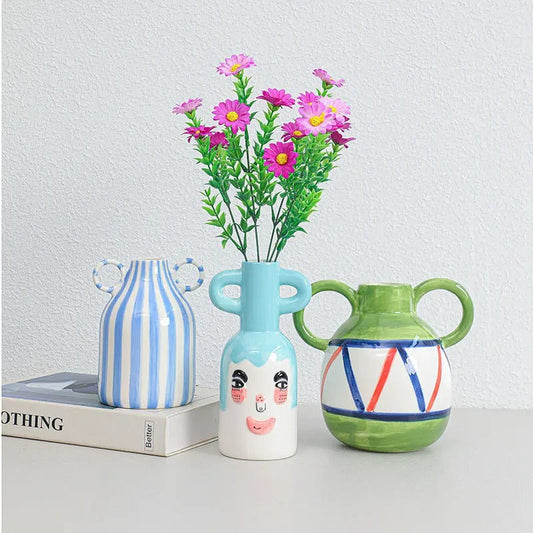 Ceramic Flower Vase for Home Decor - Modern Decorative Pot for Living Room & Office Centerpieces