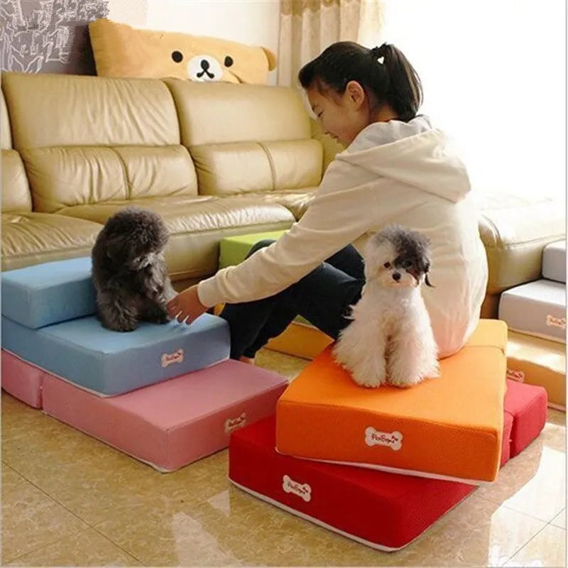 Dog Stairs for Sofa & Bed | Non-Slip, Soft Foam Steps for Small & Older Pets