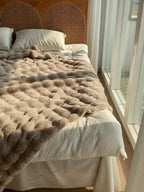 Faux Rabbit Fur Blanket - Thick & Warm Soft Cuddly Throw for Home, Living Room & Bedroom Decor