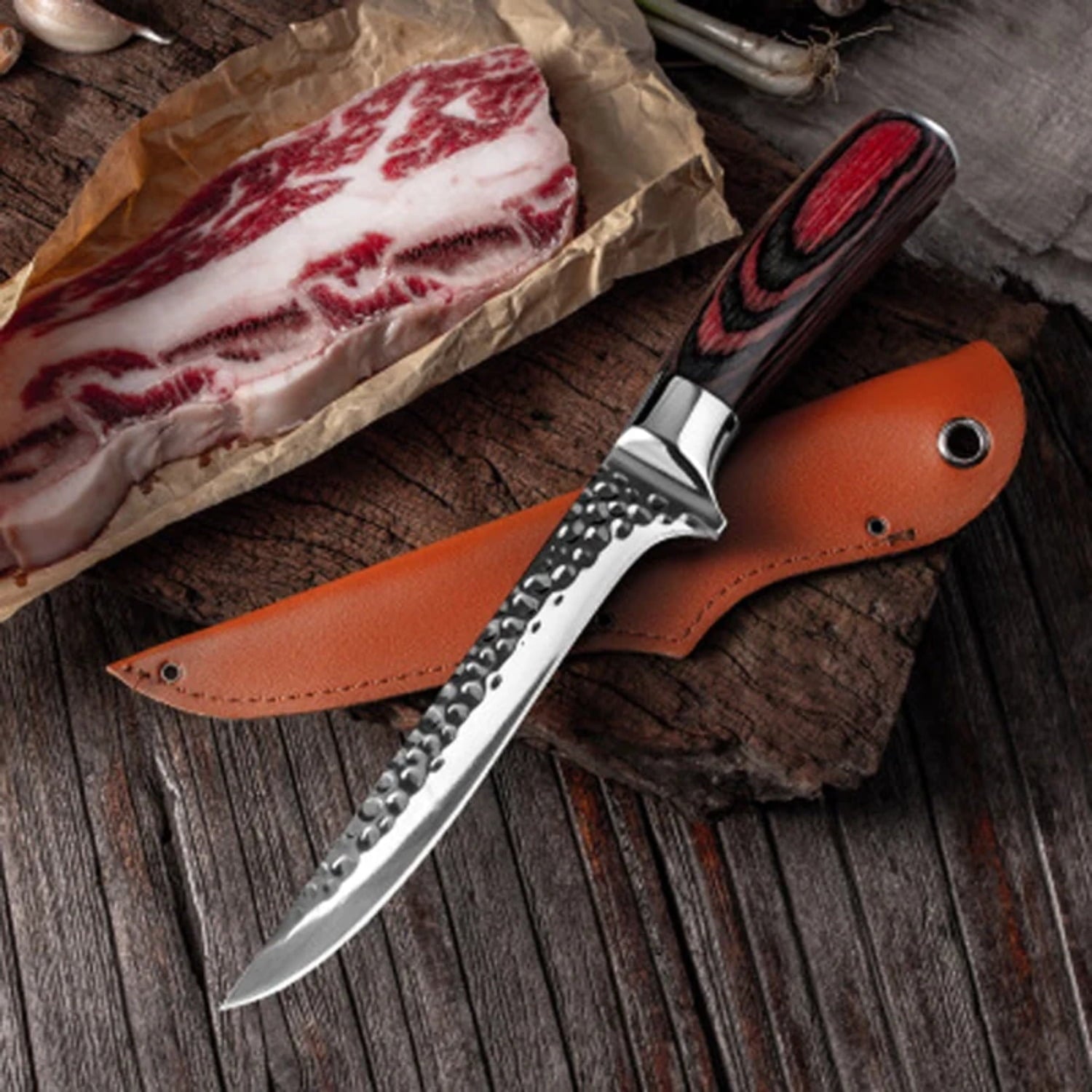 Hand-Forged Damascus Boning Knife | Flexible Blade for Precise Deboning of Poultry, Fish & Meat