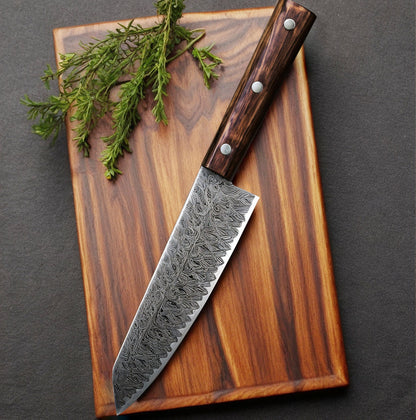 Pro Chef Santoku Knife – VG10 Damascus Steel Blade with Ergonomic Pakka Wood Handle for Precision Cutting