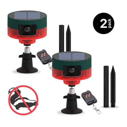 Solar-Powered Motion-Activated Strobe Light | 360° Detection, Eco-Friendly Skunk Repeller for Home and Garden