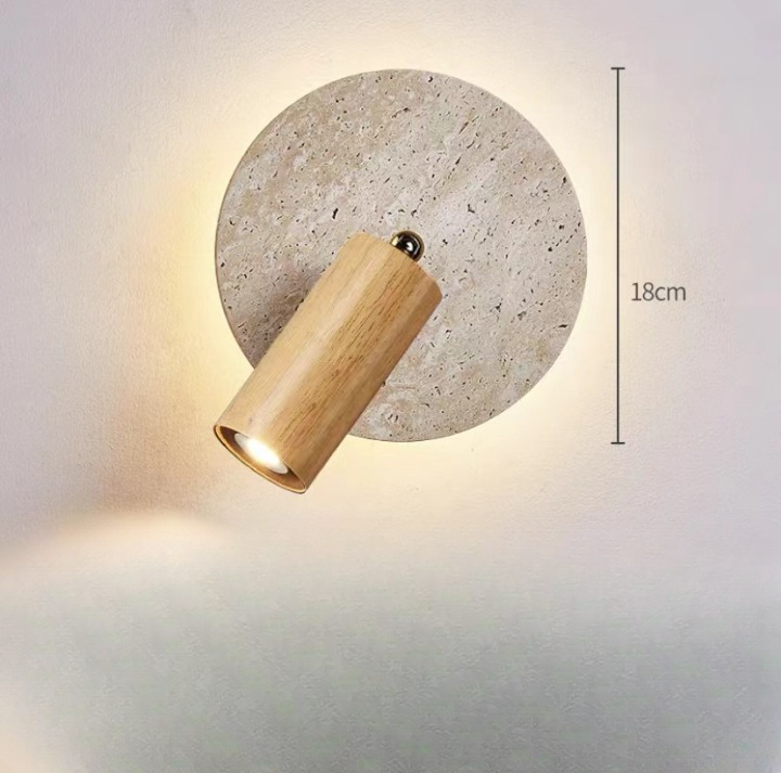 Rotatable Travertine Bedside Wall Lamp with Adjustable Arm for Bedroom Lighting