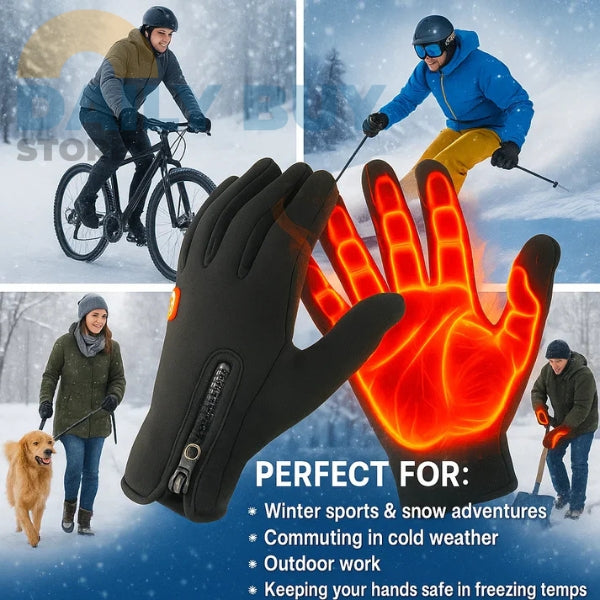 Electric Heated Gloves for Men & Women, Waterproof, Rechargeable, Winter Cycling & Skiing Gear