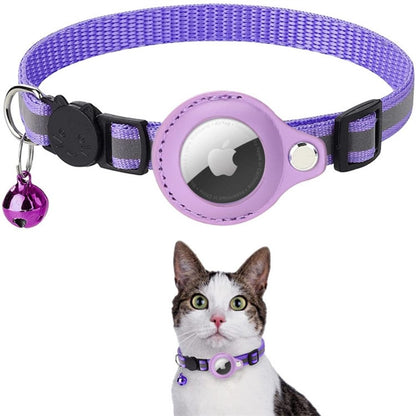 Cat Collar with Safety Buckle | GPS Tracker Holder, Reflective Design & Quick-Release for Nighttime Safety