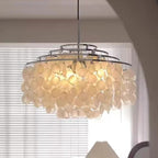 Seashell Pendant Chandelier Light Fixture - Coastal Decor for Living Room & Dining Room