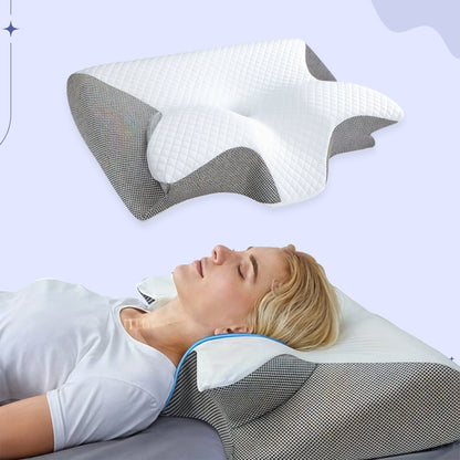 Memory Foam Neck Butterfly Shape Pillow | Ergonomic Design with Armrests for Side & Back Sleepers