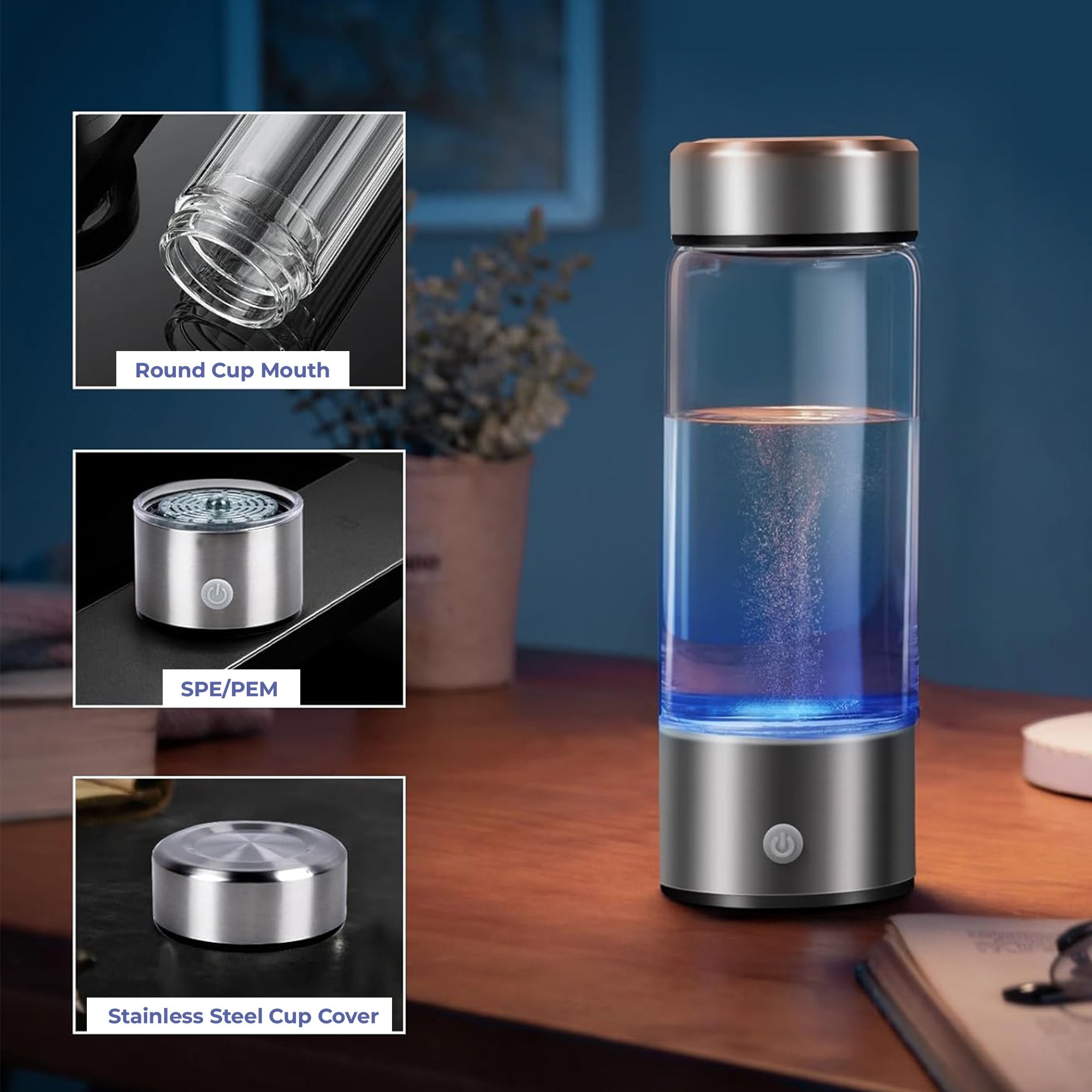 Hydrogen Water Ionizer Bottle | Boosts Energy, Enhances Mental Clarity & Supports Overall Well-being for Active Lifestyles