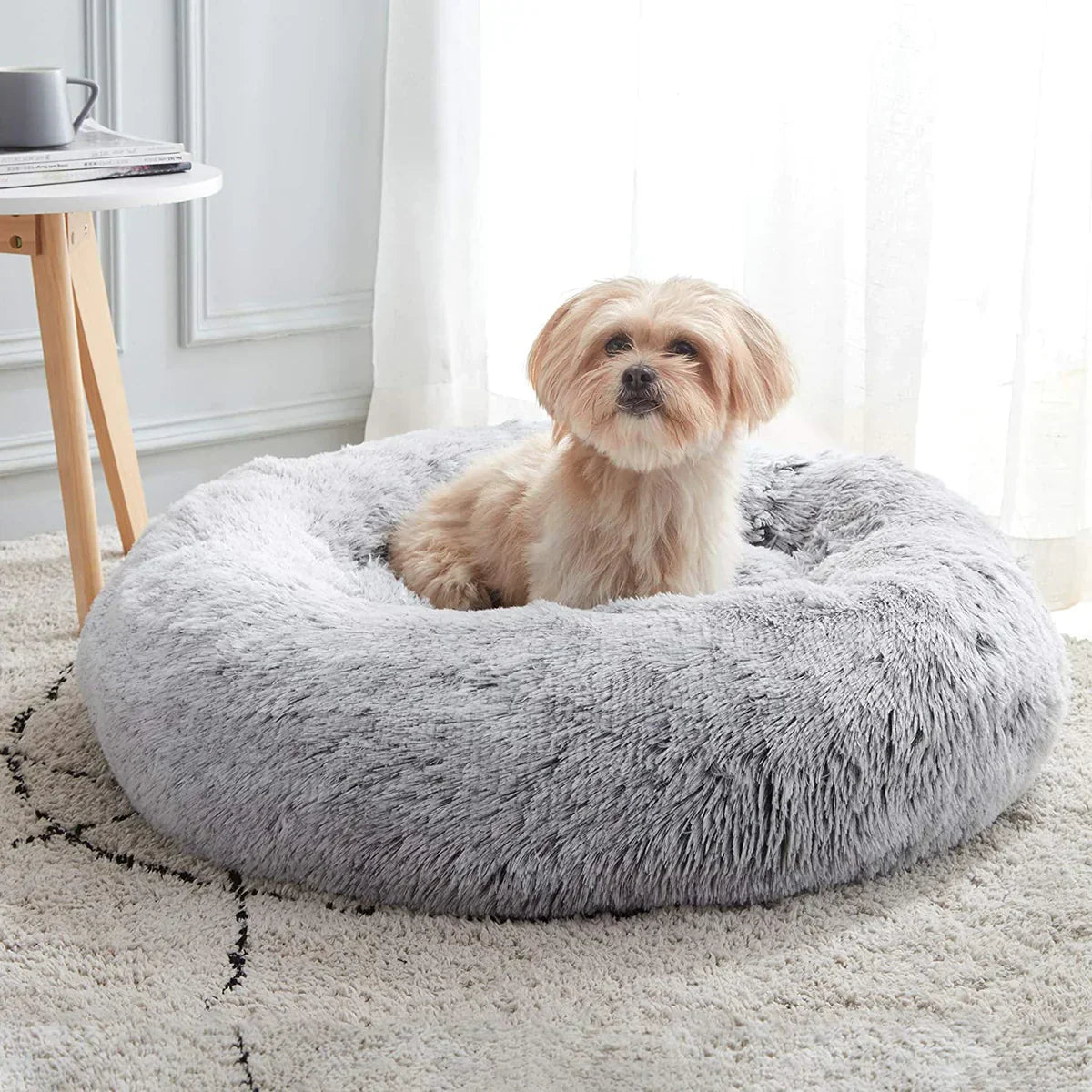 Orthopedic Donut Dog Bed | Plush Faux Fur, Memory Foam & Waterproof for Calming Comfort and Support for All Breeds