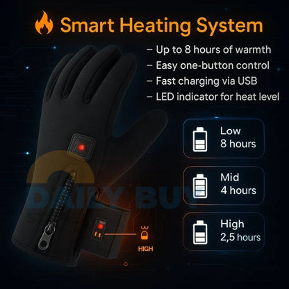 Electric Heated Gloves for Men & Women, Waterproof, Rechargeable, Winter Cycling & Skiing Gear