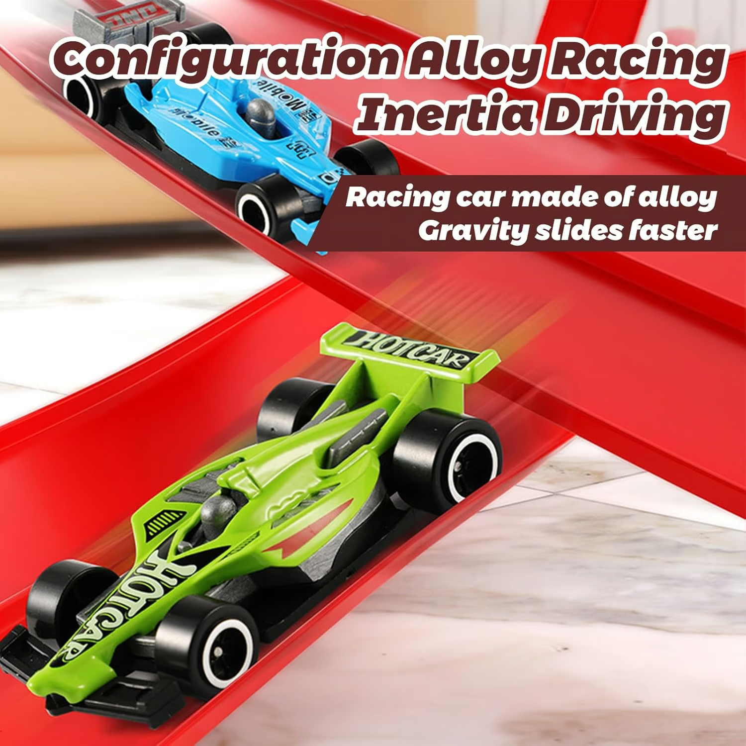 FlexiRacer Track Set | Flexible Snap-Together Design with 4 Diecast Cars for Endless Indoor Racing Fun