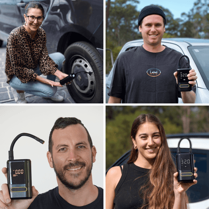 Portable Tyre Inflator with Built-in Power Bank | 150 PSI, LED Light & 4 Nozzles for Cars, Bikes & Sports Equipment