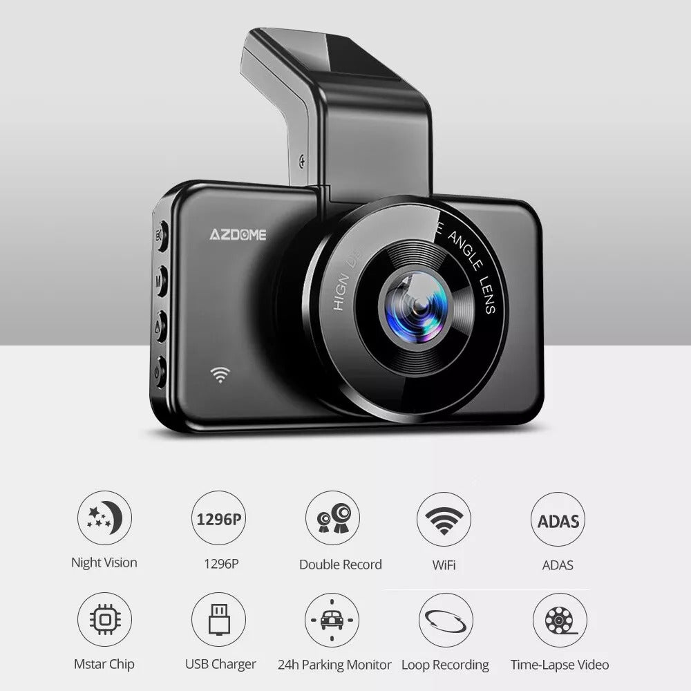 WiFi Dash Cam 1080P FHD | ADAS, G-Sensor & Night Vision for Enhanced Driving Safety