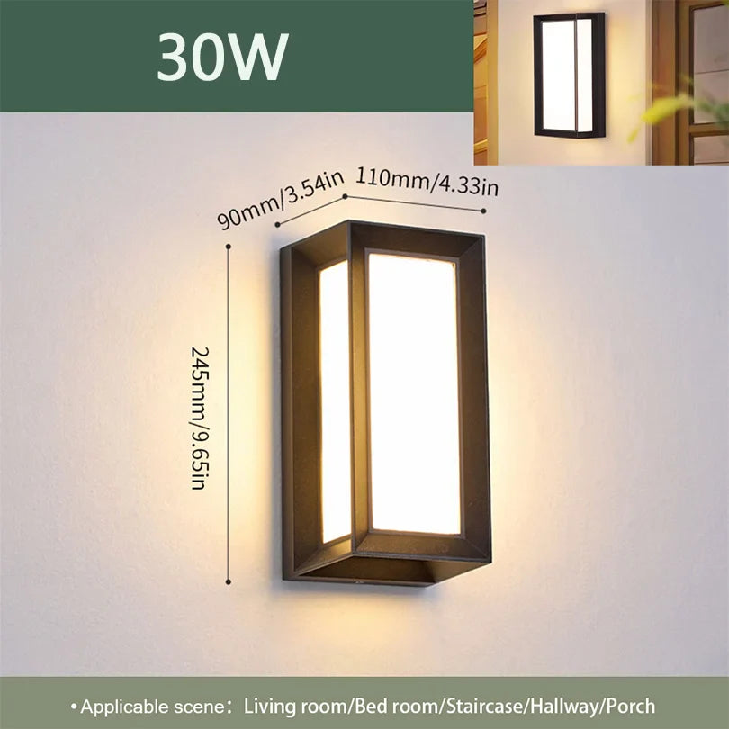 LED Outdoor Wall Light with Motion Sensor - Waterproof IP66 Porch & Garden Lighting for Balcony and Exterior Use