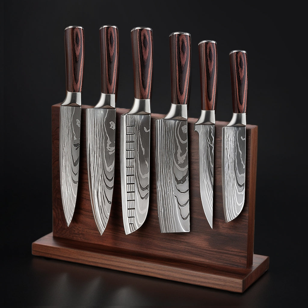 Ash Wood Magnetic Knife Holder Stand | Elegant Design with Hidden Magnets for Kitchen Organization and Display