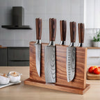 Ash Wood Magnetic Knife Holder Stand | Elegant Design with Hidden Magnets for Kitchen Organization and Display