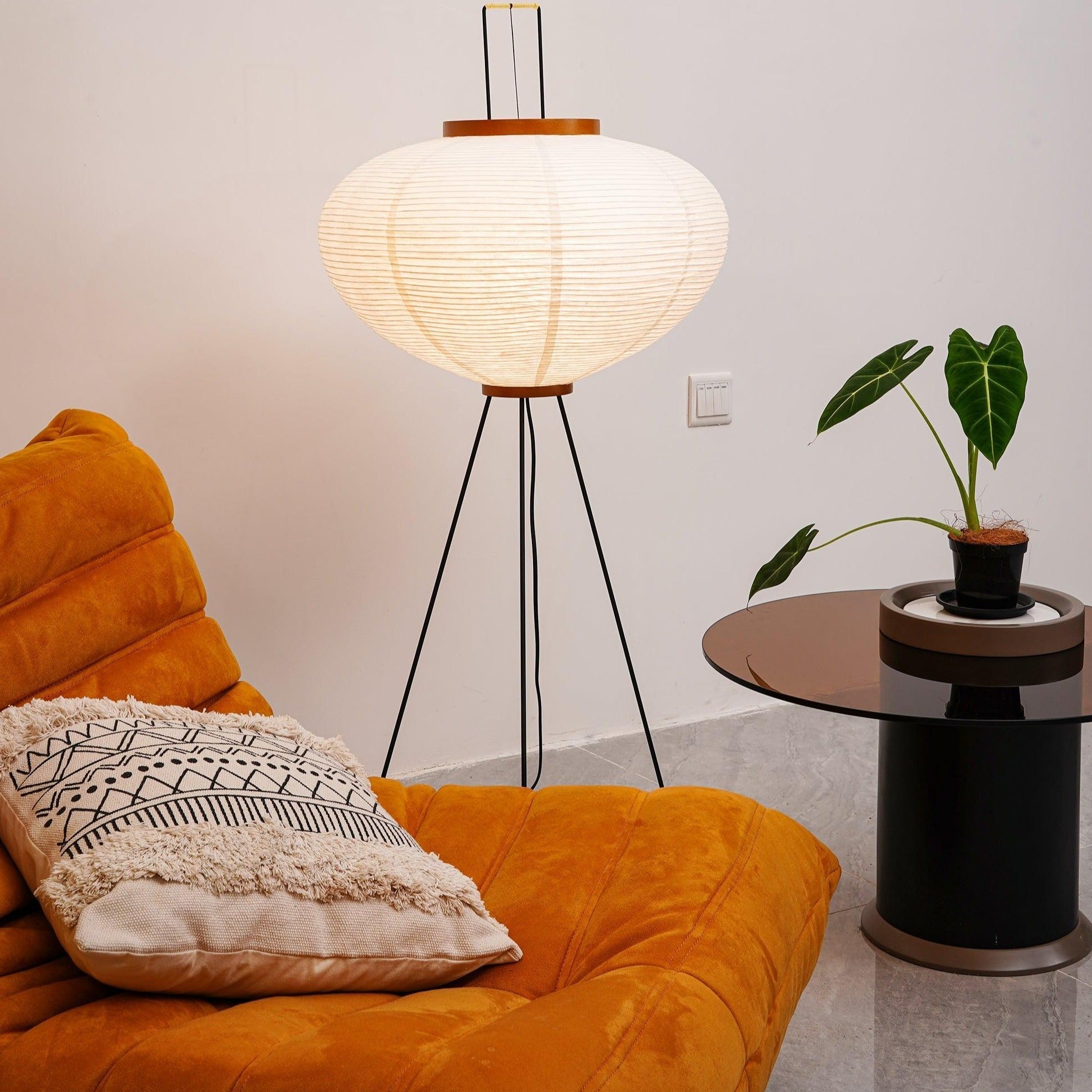 LED Rice Paper Floor Lamp - Adjustable Height, Soft Ambient Light for Living Room & Bedroom Decor