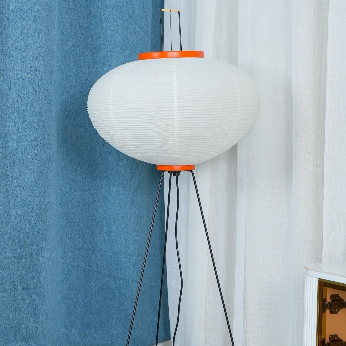 LED Rice Paper Floor Lamp - Adjustable Height, Soft Ambient Light for Living Room & Bedroom Decor