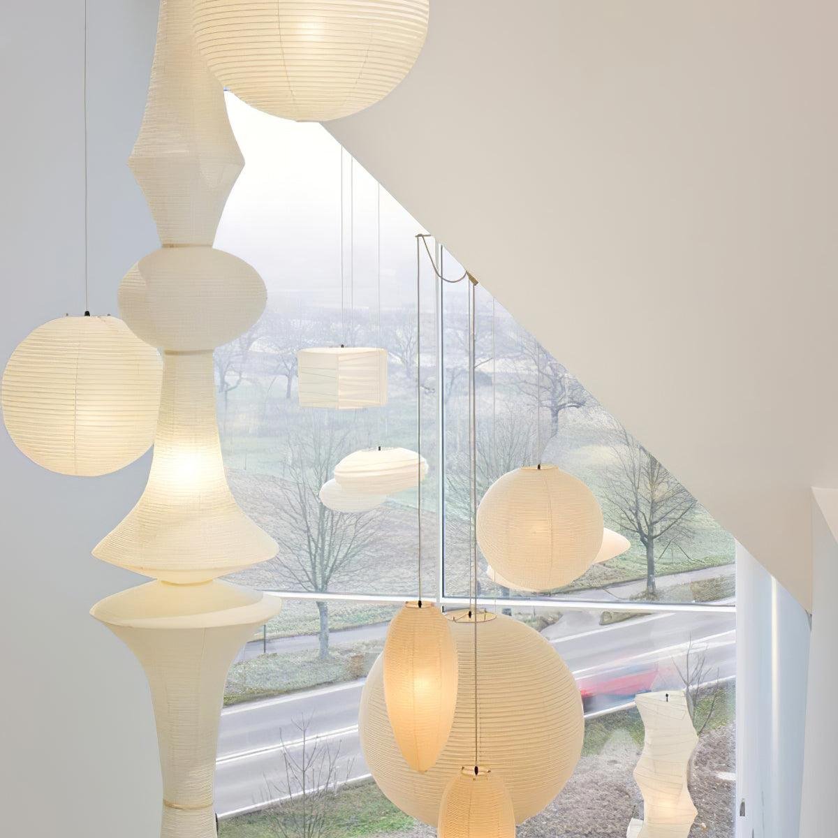 Handmade Hanging Lamp - Japanese Style Paper Lantern Light Fixture for Home Decor & Ambient Lighting