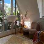 LED Rice Paper Floor Lamp - Adjustable Height, Soft Ambient Light for Living Room & Bedroom Decor