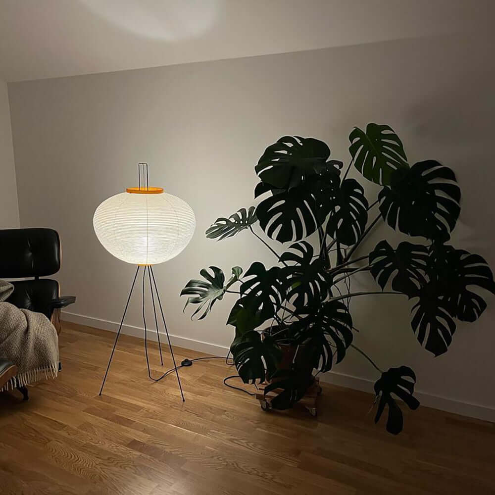 LED Rice Paper Floor Lamp - Adjustable Height, Soft Ambient Light for Living Room & Bedroom Decor