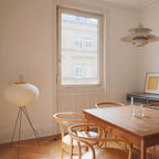 LED Rice Paper Floor Lamp - Adjustable Height, Soft Ambient Light for Living Room & Bedroom Decor