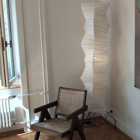 LED Rice Paper Floor Lamp - Adjustable Height, Soft Ambient Light for Living Room & Bedroom Decor