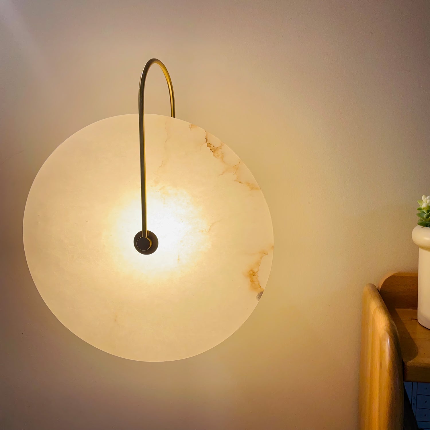 LED Wall Lamp with Alabaster Shade for Modern Home Lighting & Accent Decor